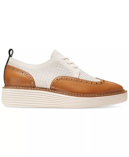 WOMEN'S COLE HAAN ØRIGINAL GRAND PLATFORM WINGTIP OXFORD | PECAN / IVORY