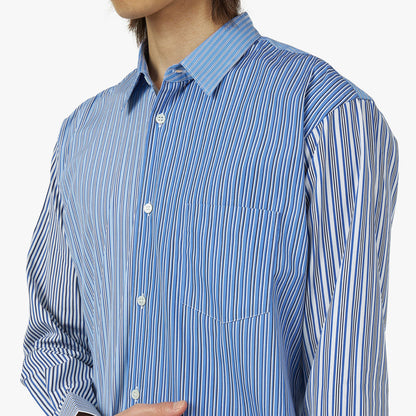COMME des GARÇONS SHIRT Striped Poplin Shape 5 / Blue