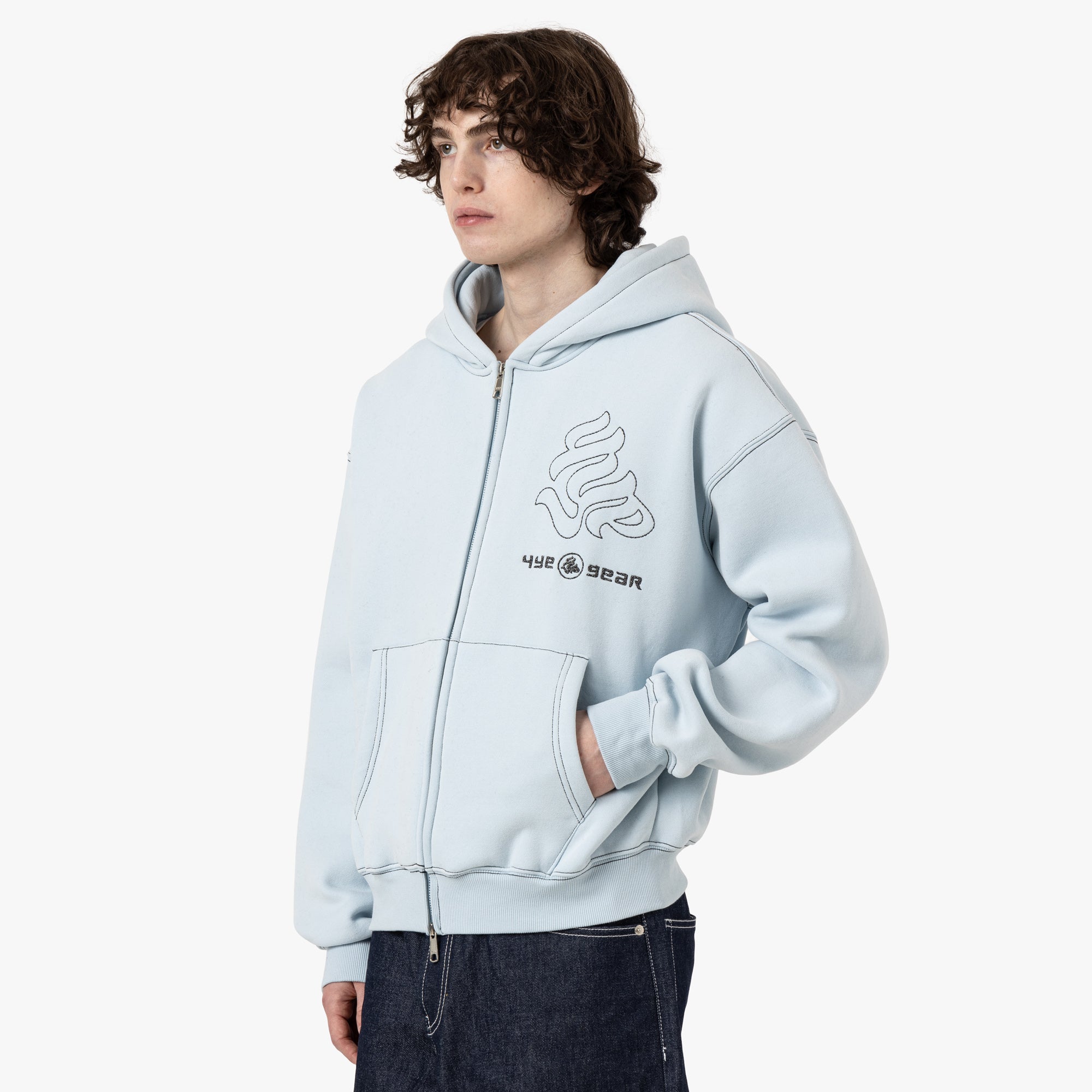4YE Gear Zip Hoodie / Baby Blue / Black