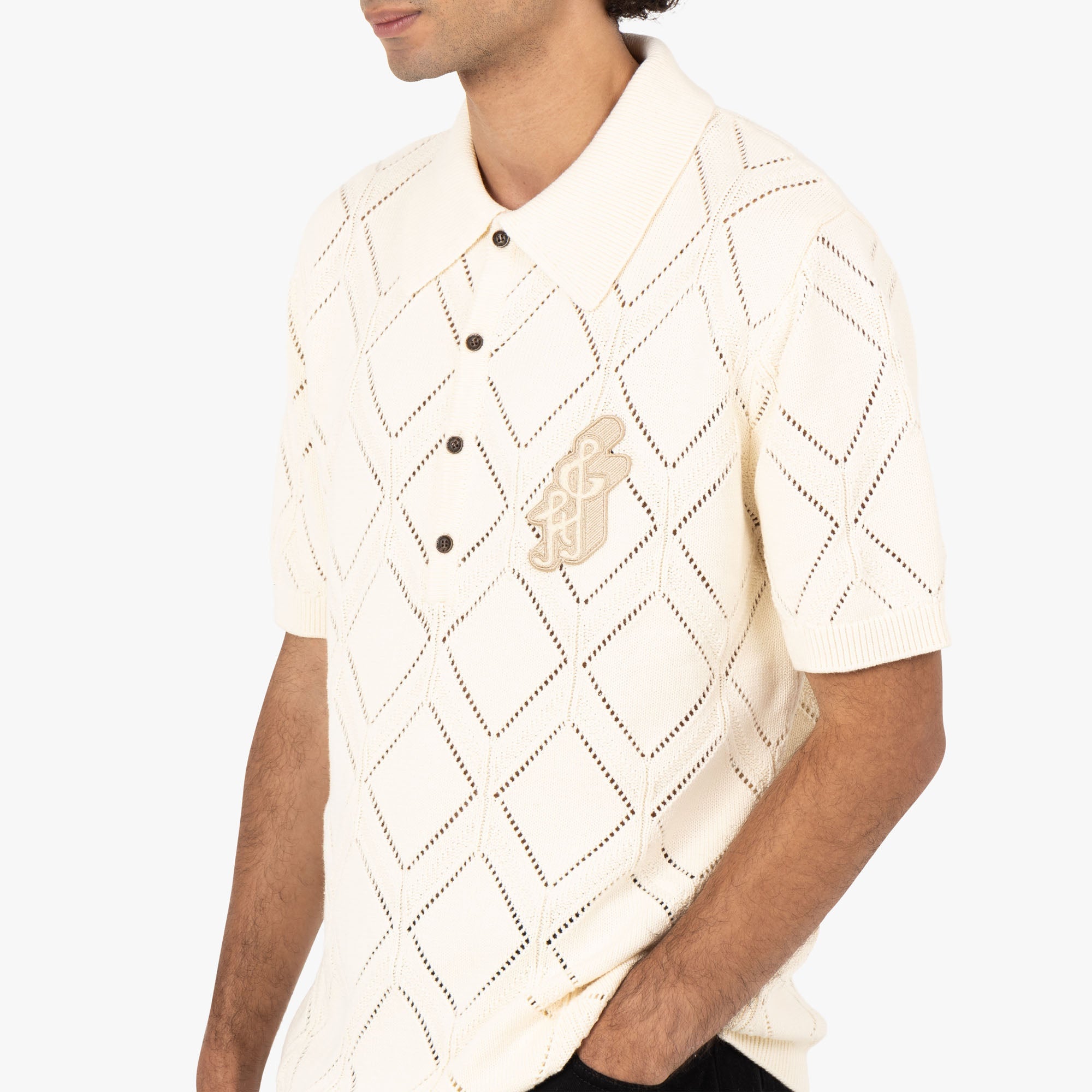 Honor the Gift Diamond Knit Polo / Cream