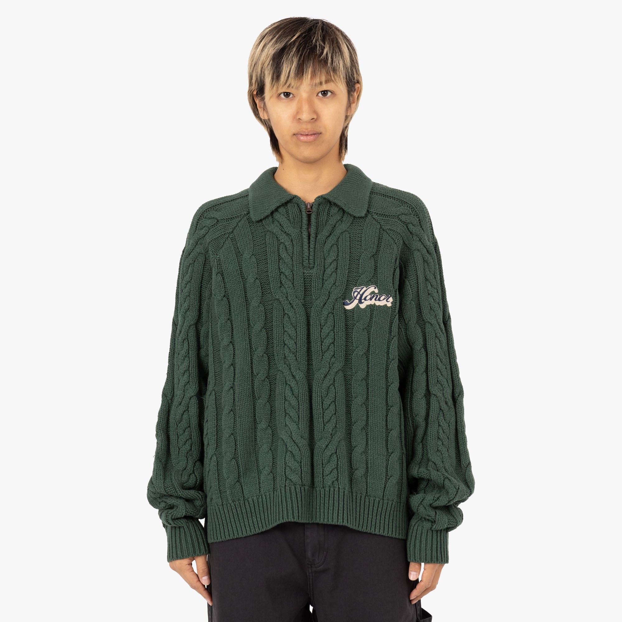 Honor The Gift Cable Zip Leisure Henley / Green