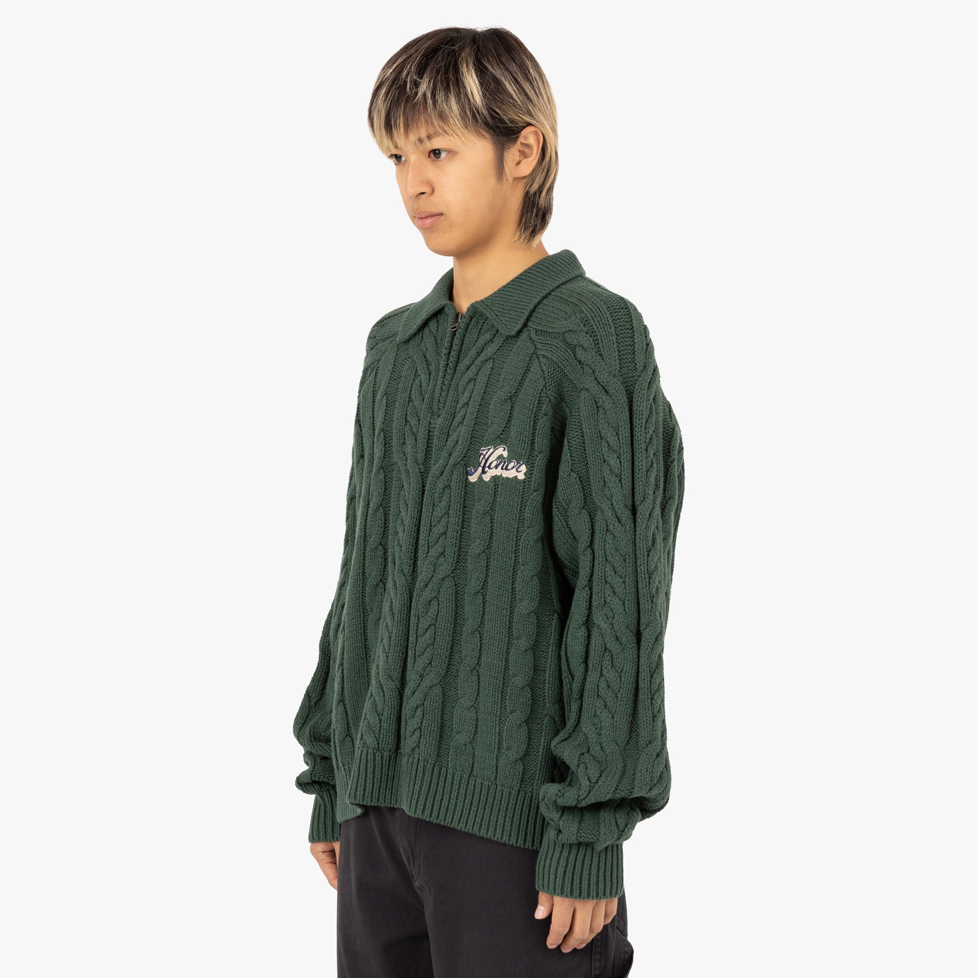 Honor The Gift Cable Zip Leisure Henley / Green