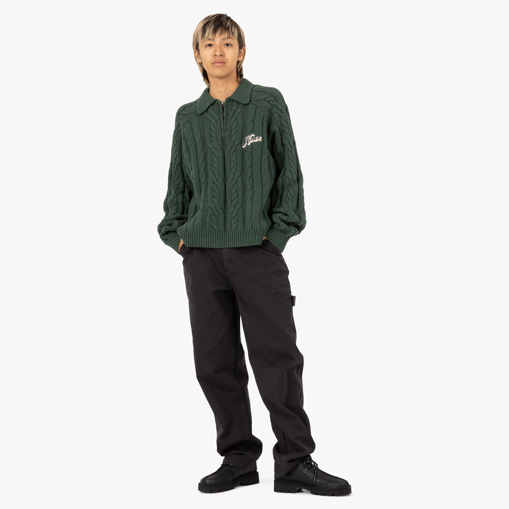 Honor The Gift Cable Zip Leisure Henley / Green