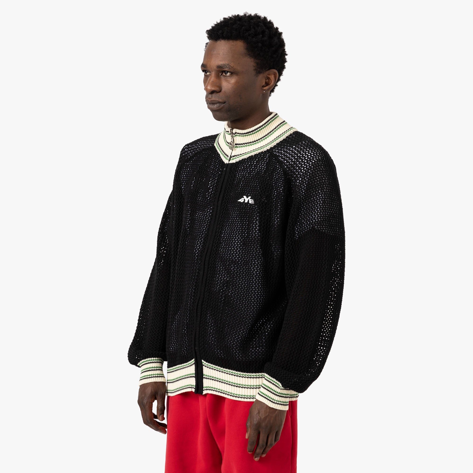 4YE Knit Track Jacket / Black / Green