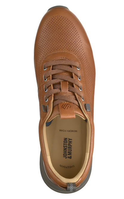 MEN'S JOHNSTON & MURPHY KINNON PERFORATED JOGGER | DARK TAN