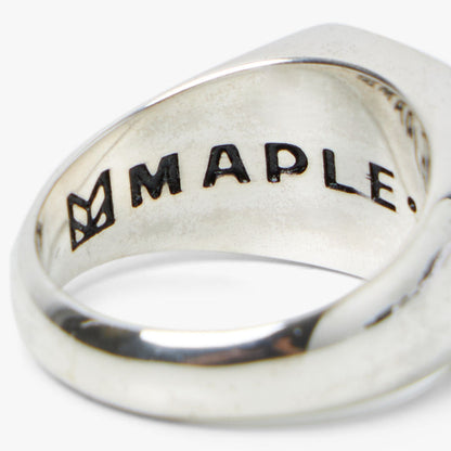 MAPLE Floral Signet Ring Silver / Black Enamel