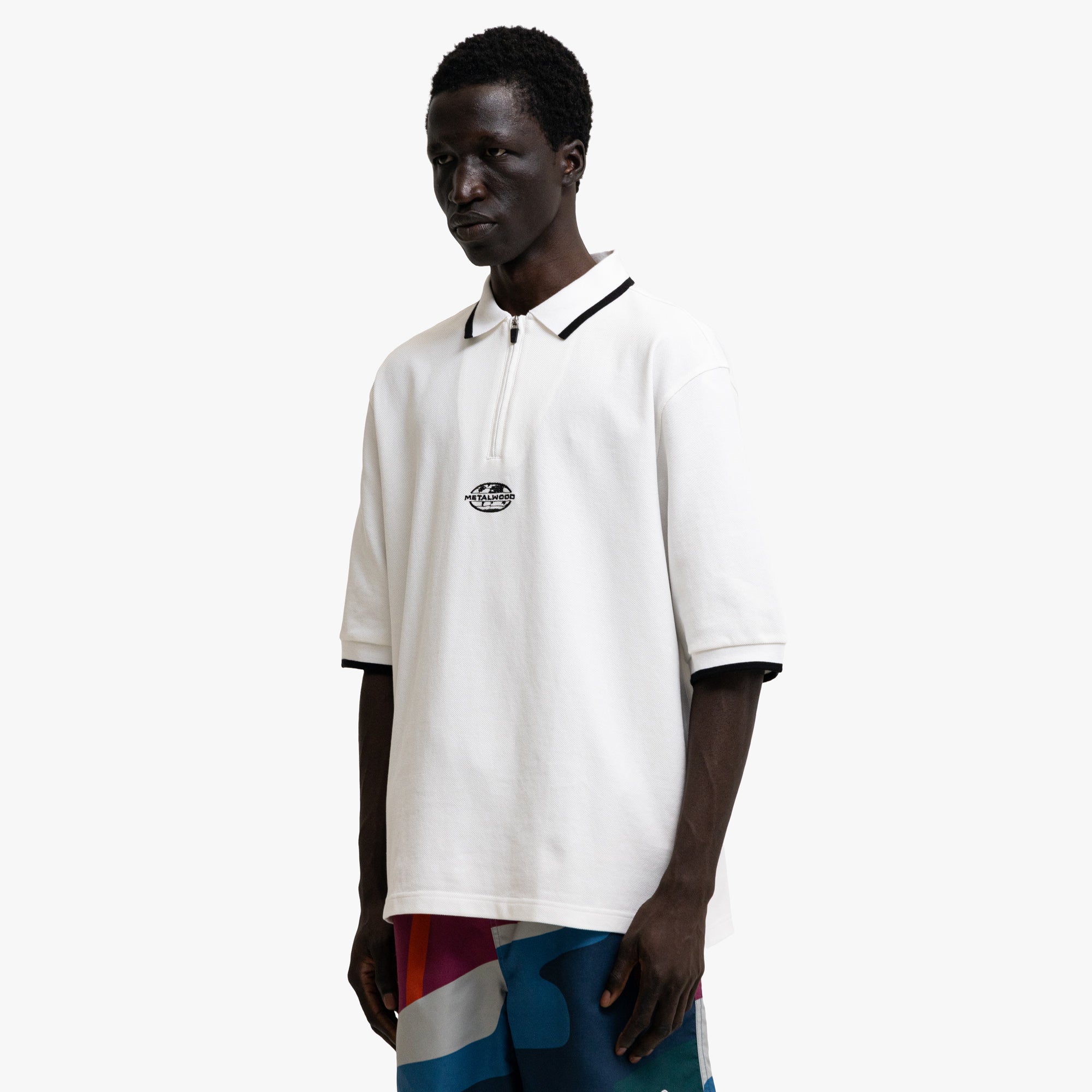 Metalwood World Class Zip Polo White