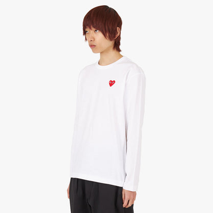 COMME des GARCONS PLAY Long Sleeve Red Heart T-Shirt / White