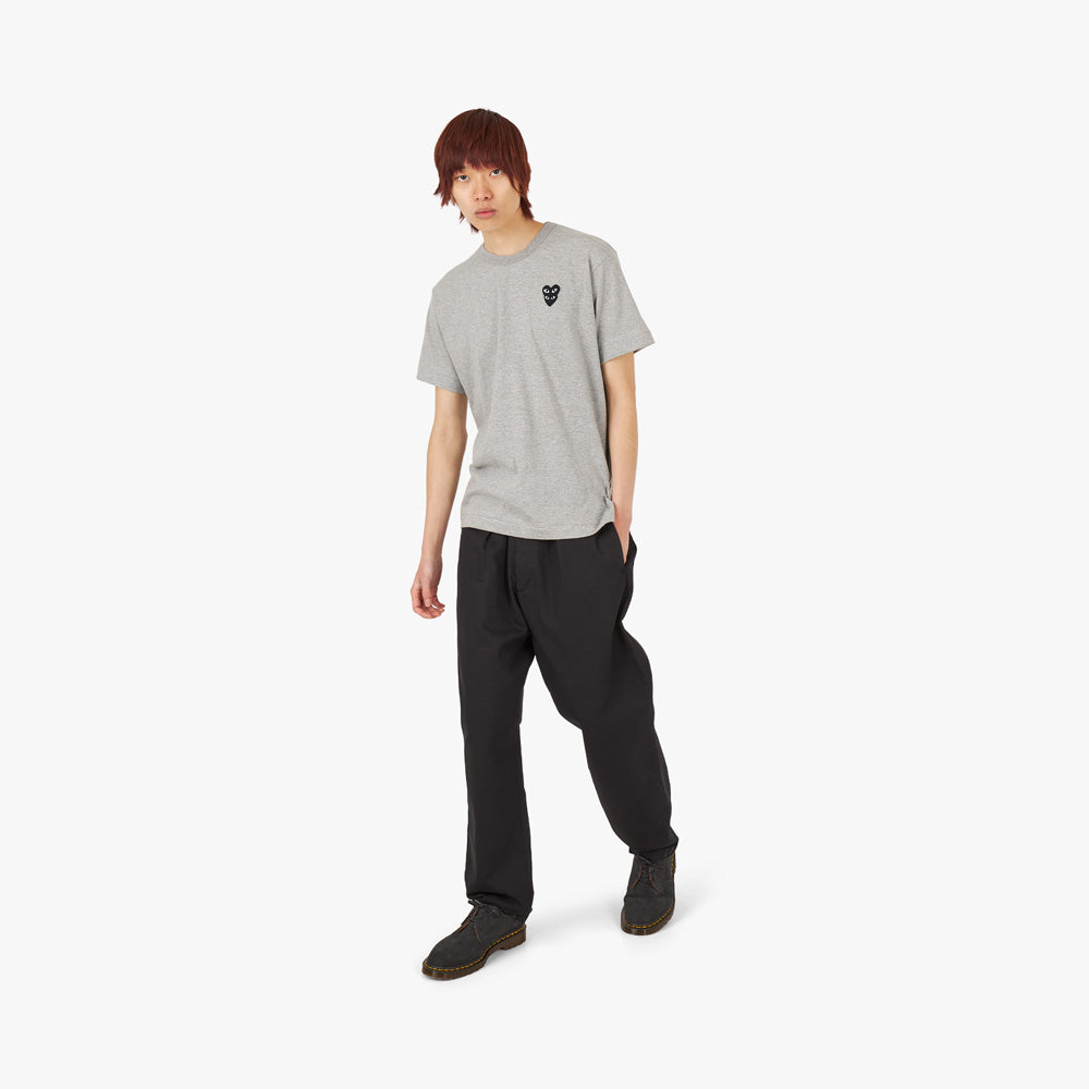 COMME des GARÇONS PLAY Double Black Heart T-shirt / Grey