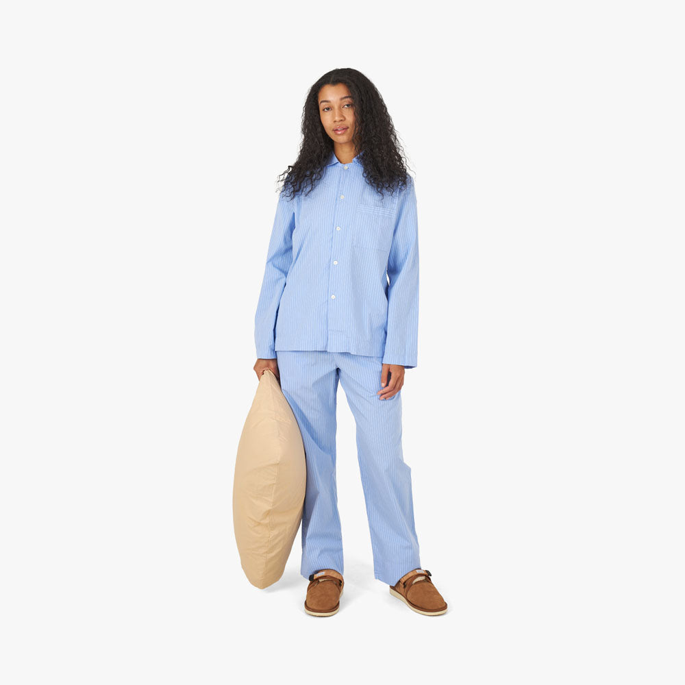 Tekla Poplin Long Sleeve Shirt / Pin Stripes