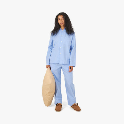 Tekla Poplin Long Sleeve Shirt / Pin Stripes