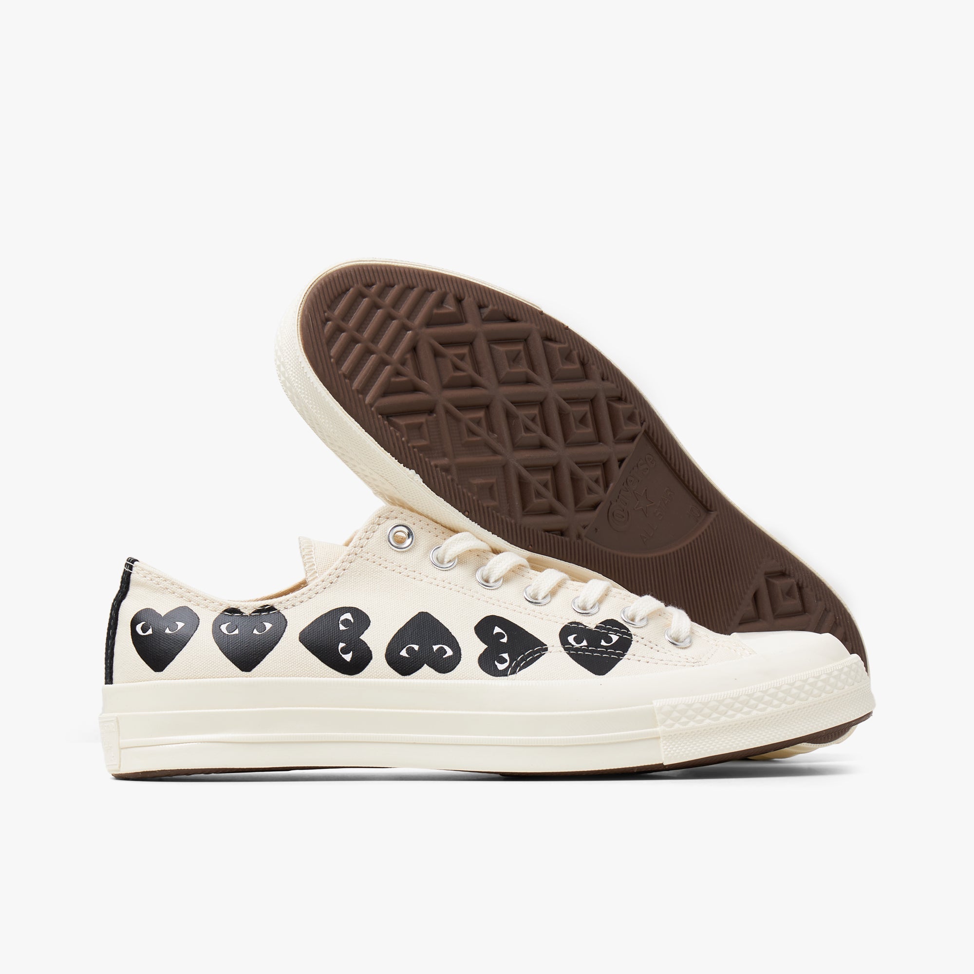Converse x COMME des GARÇONS PLAY Chuck 70 Ox / Multi Heart Beige