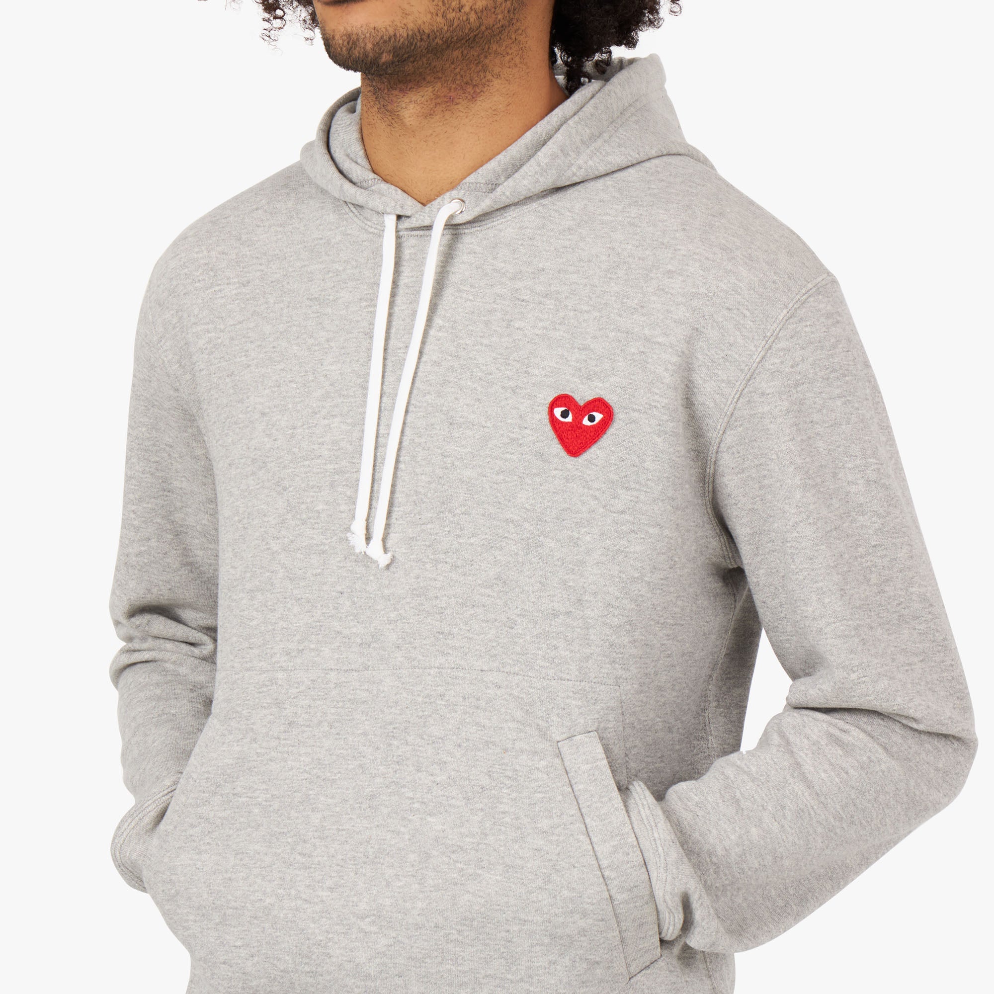 COMME des GARÇONS PLAY Red Heart Pullover Hoodie / Grey
