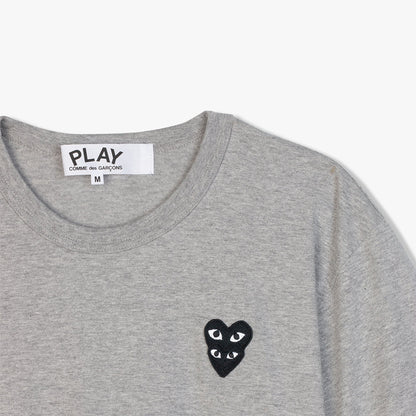 COMME des GARÇONS PLAY Double Black Heart T-shirt / Grey