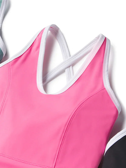 WOMEN'S PB5-STAR SIDE SPLIT COURT DRESS | PINK / WHITE