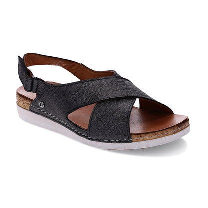 WOMEN'S REVERE COTTESLOE SANDAL | BLACK LINEN
