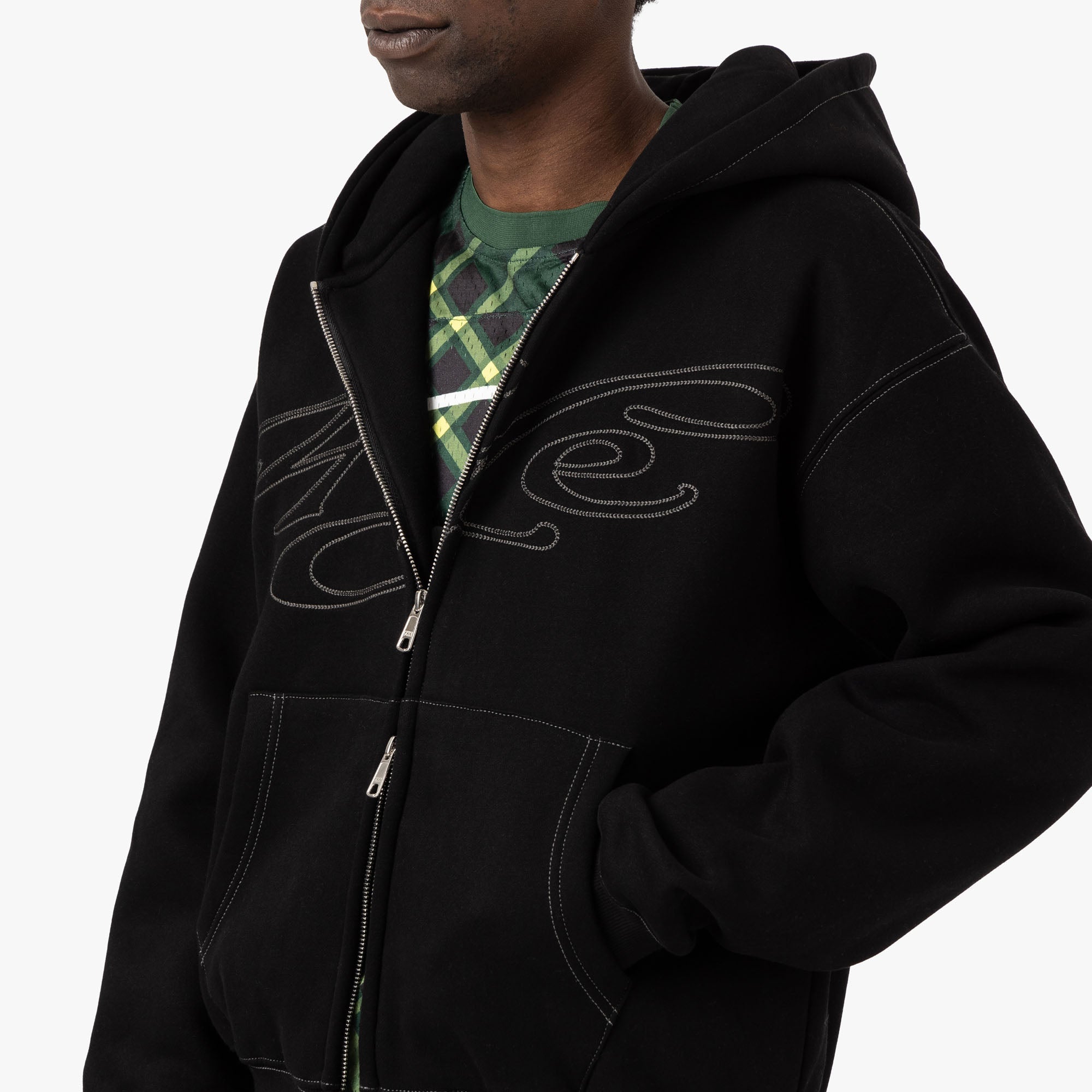 4YE Signature Zip Hoodie / Black / Grey
