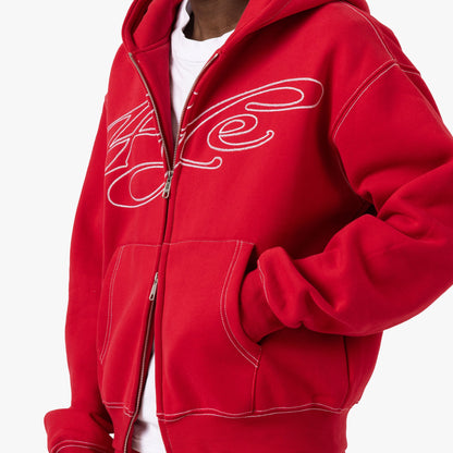 4YE Signature Zip Hoodie / Red / White