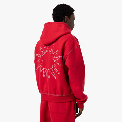 4YE Signature Zip Hoodie / Red / White