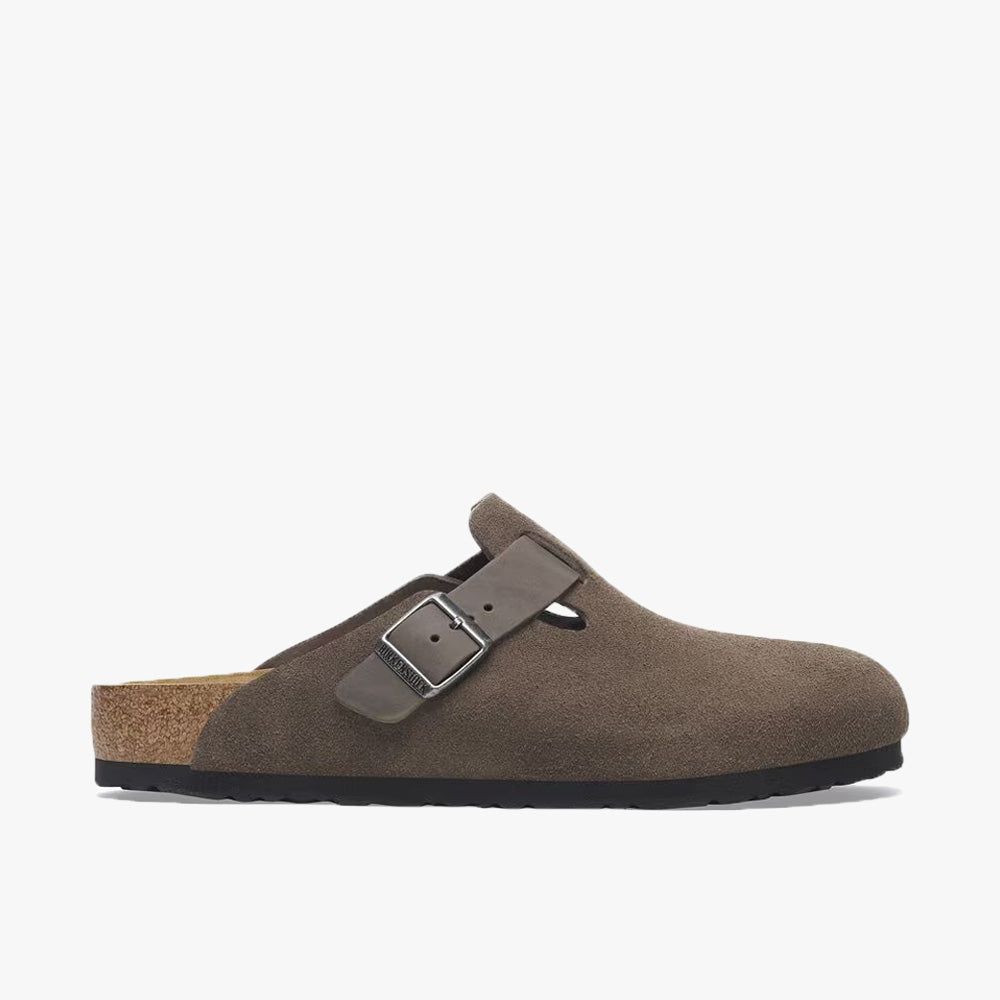 Birkenstock Boston Suede Concrete Grey / Oiled Leather