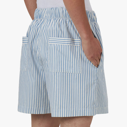 Tekla Poplin Shorts Placid / Blue Stripes