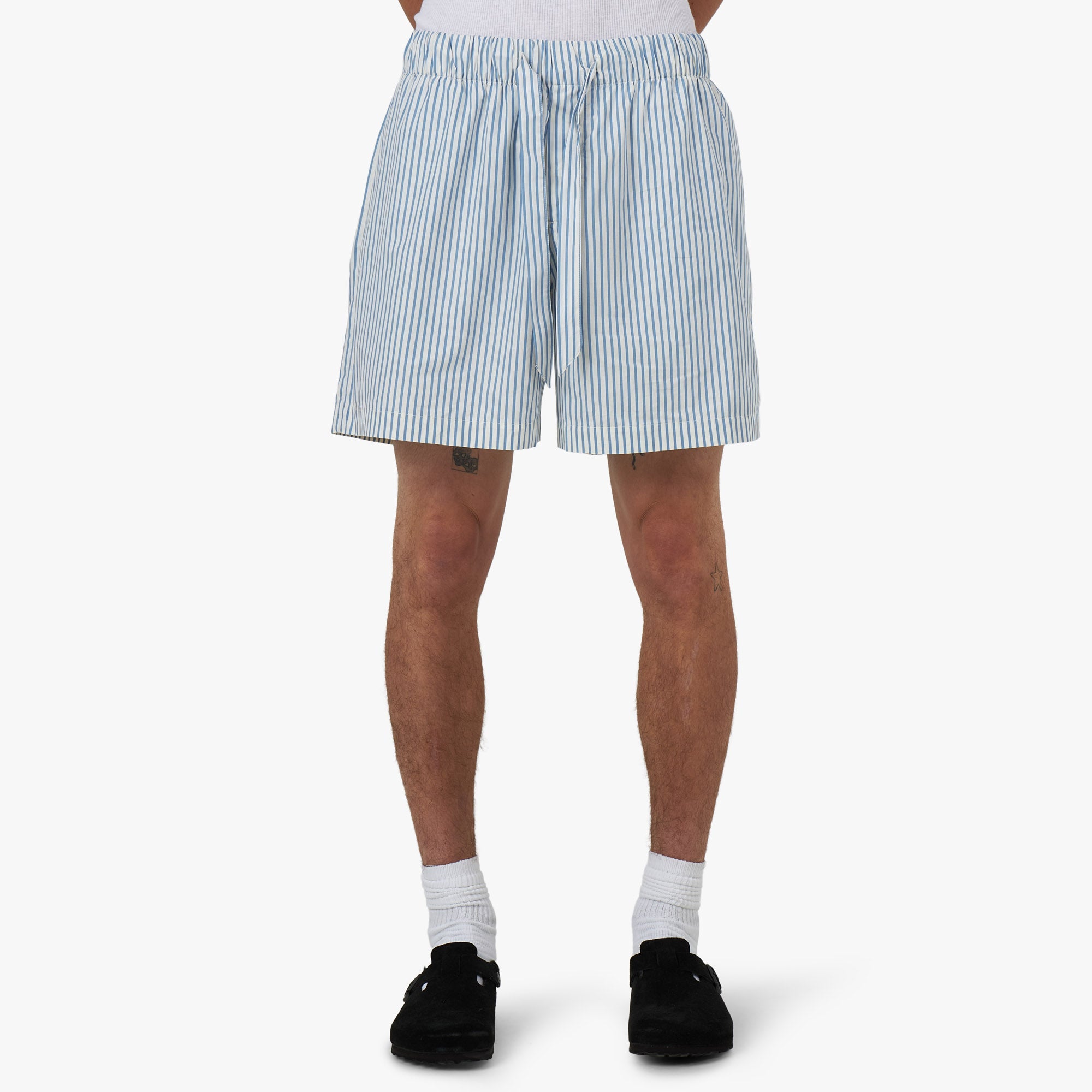 Tekla Poplin Shorts Placid / Blue Stripes