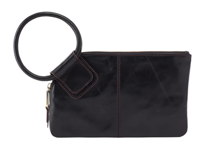 WOMEN'S HOBO SABLE WRISTLET | BLACK POLISHED LEATHER