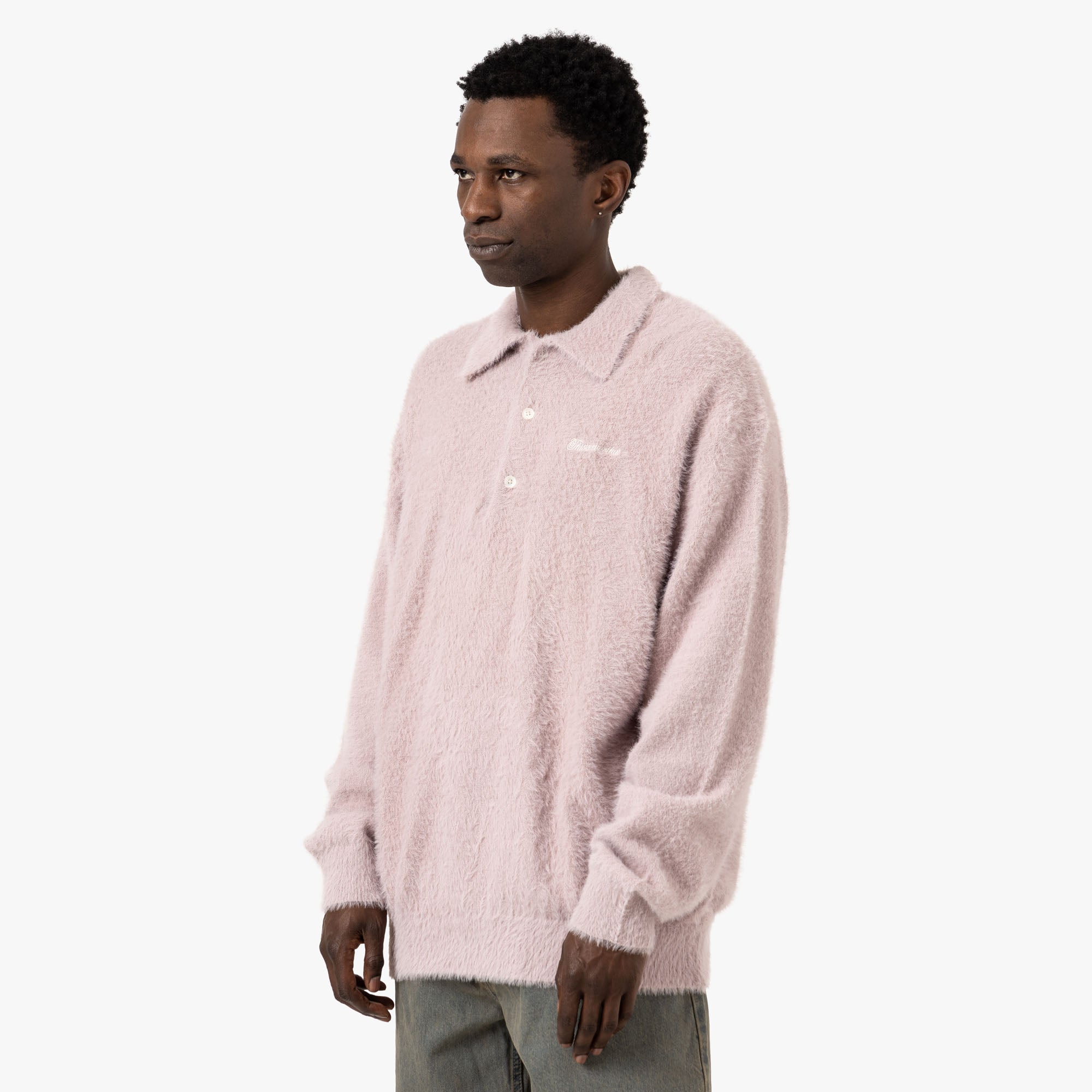 thisisneverthat SCT-Logo Shaggy Knit Polo / Pink