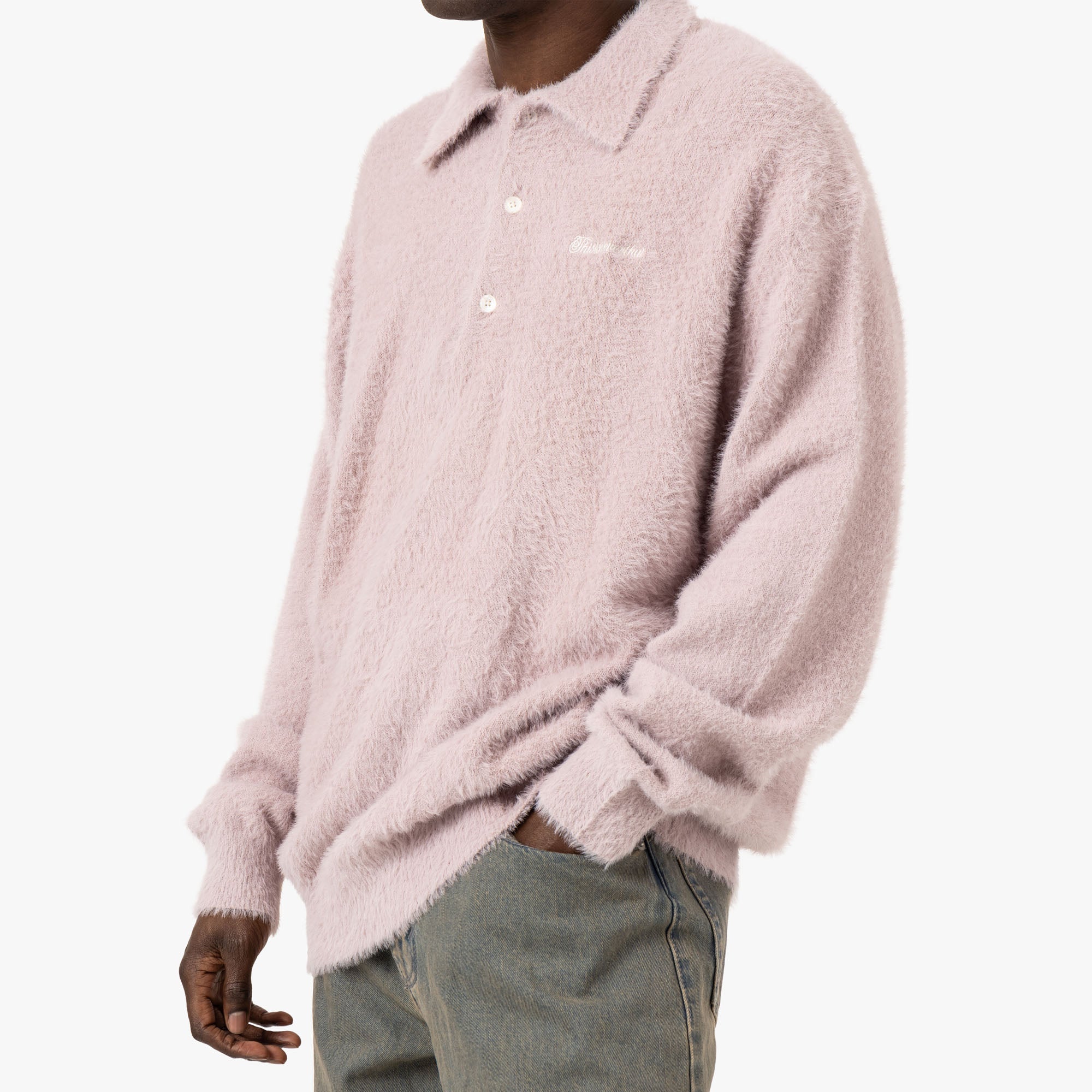 thisisneverthat SCT-Logo Shaggy Knit Polo / Pink