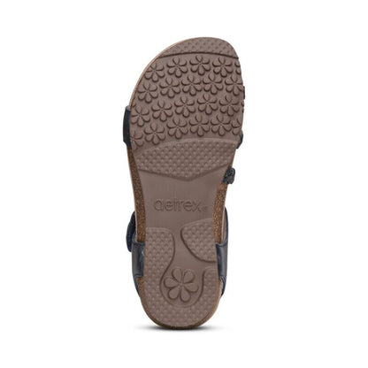 WOMEN'S AETREX JILLIAN BRAIDED QUARTER STRAP SANDAL | NAVY
