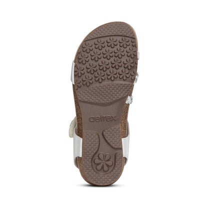 WOMEN'S AETREX JILLIAN BRAIDED QUARTER STRAP SANDAL | WHITE