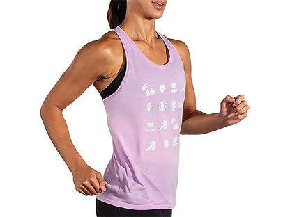 WOMEN'S BROOKS DISTANCE TANK 3.0 | LIGHT ORCHID / RH ICONS