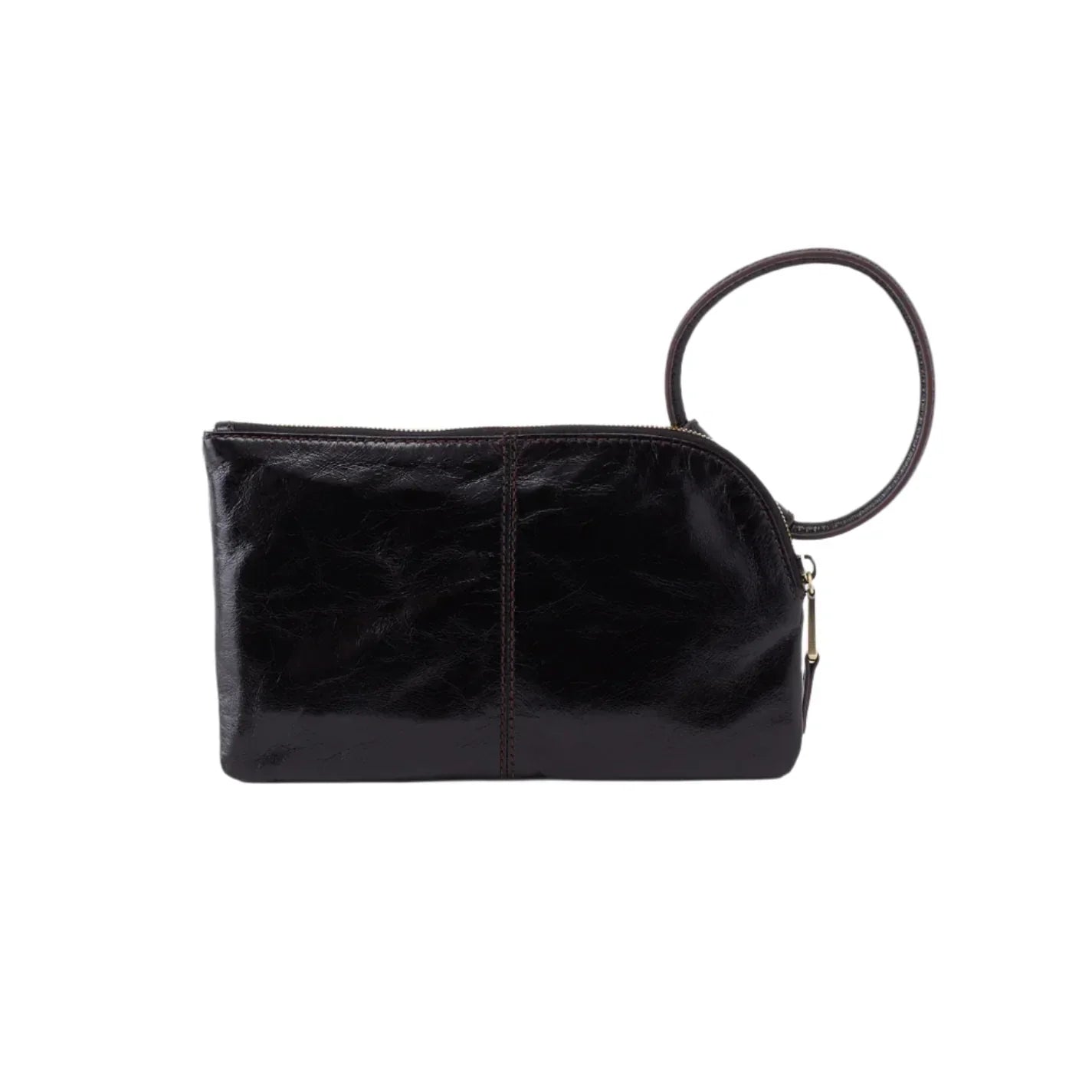 WOMEN'S HOBO SABLE WRISTLET | BLACK POLISHED LEATHER