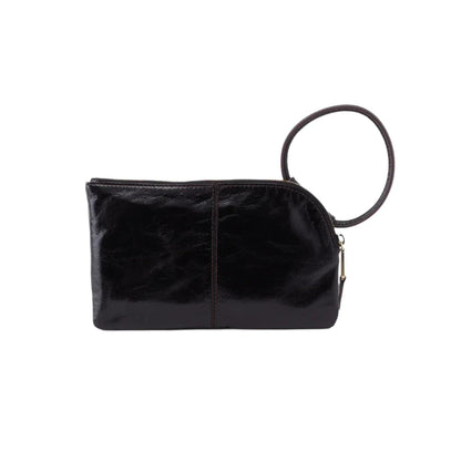 WOMEN'S HOBO SABLE WRISTLET | BLACK POLISHED LEATHER