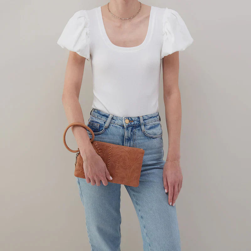 WOMEN'S HOBO SABLE WRISTLET | SADDLE TOOLED EMBOSSED LEATHER