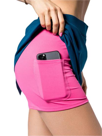 WOMEN'S PB5-STAR SIDE SPLIT SKIRT | ASTRAL BLUE / PINK