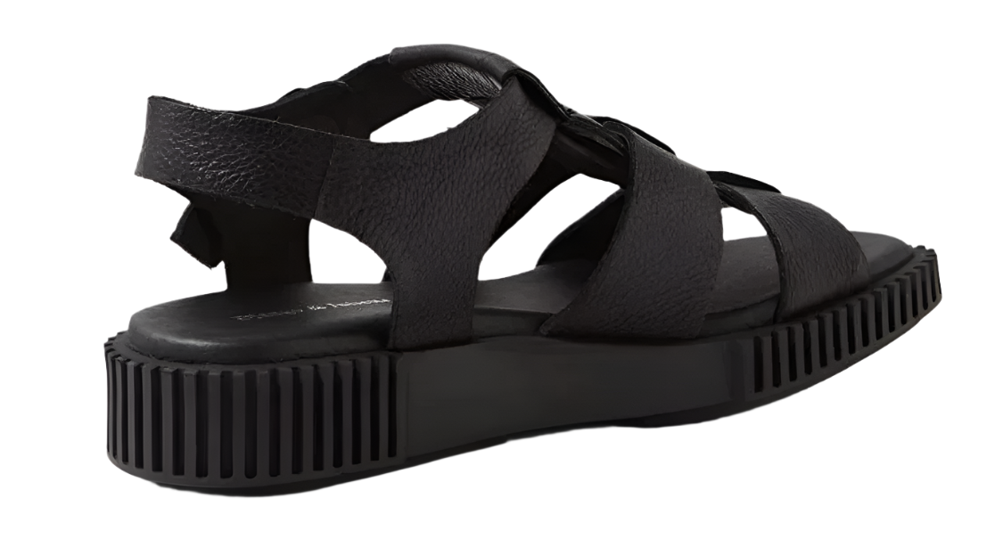 WOMEN'S DJANGO & JULIETTE ITALA SANDAL | BLACK TUMBLED LEATHER / BLACK SOLE