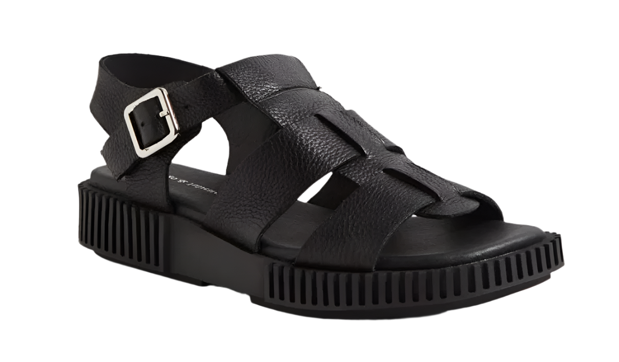 WOMEN'S DJANGO & JULIETTE ITALA SANDAL | BLACK TUMBLED LEATHER / BLACK SOLE
