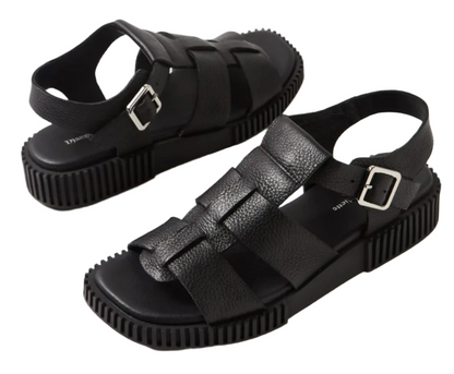 WOMEN'S DJANGO & JULIETTE ITALA SANDAL | BLACK TUMBLED LEATHER / BLACK SOLE