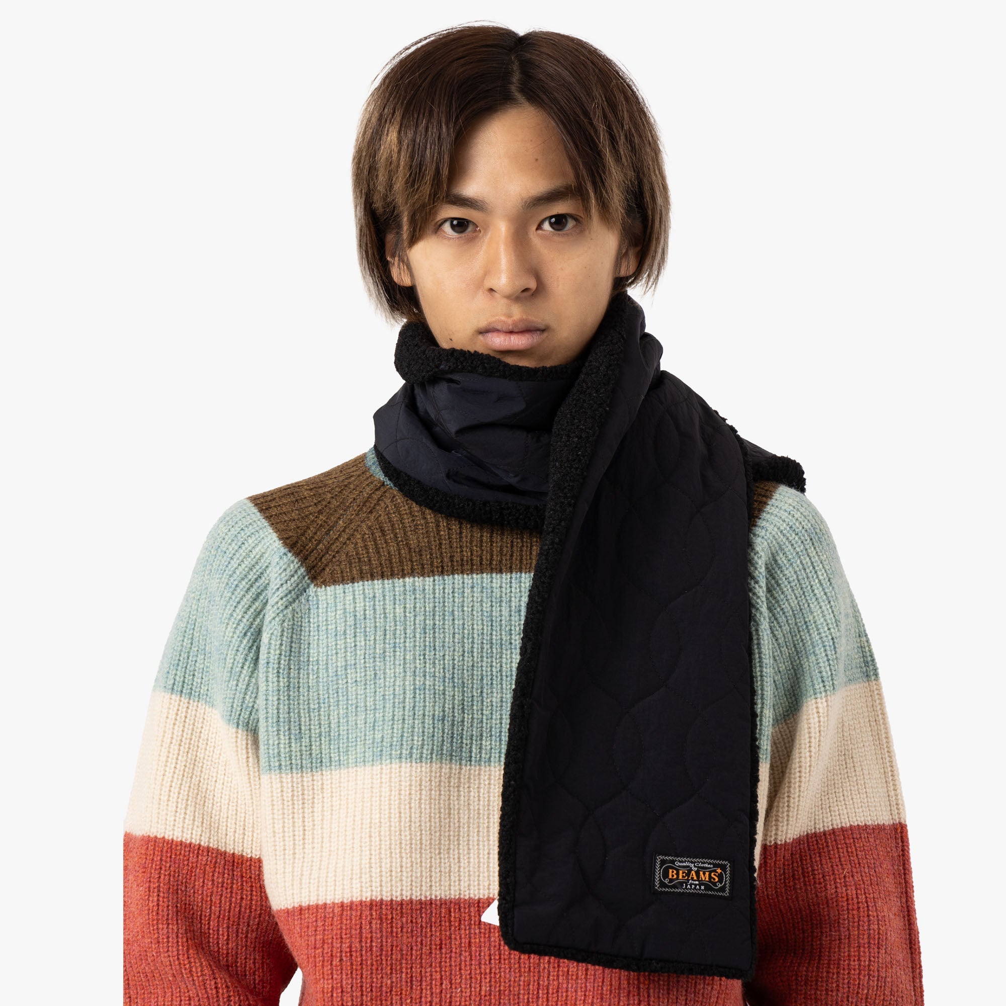 BEAMS PLUS Muffler / Boa Quilt / Black