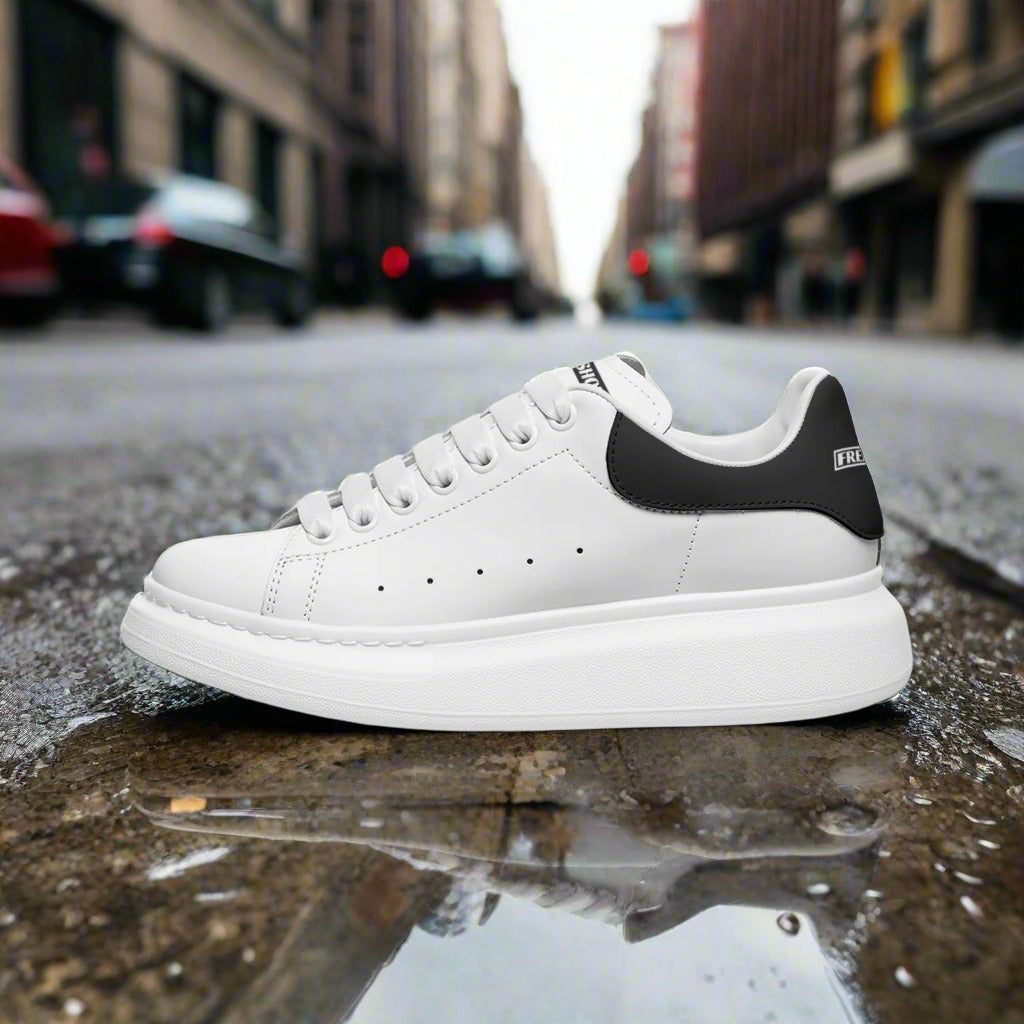 Freaky Shoes® White Black Lace Up Sneakers