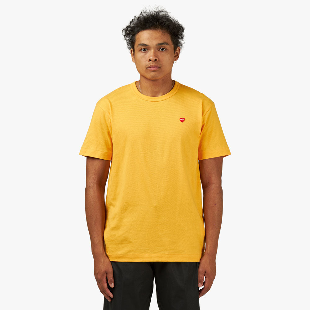 COMME des GARCONS PLAY Small Red Heart T-Shirt / Yellow